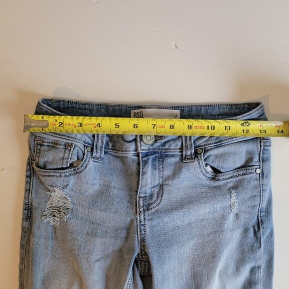 RSQ Women Distress Melrose Cuff Ankle Blue Skinny Jeans Size 1 Pocket Low Rise - Picture 8 of 9